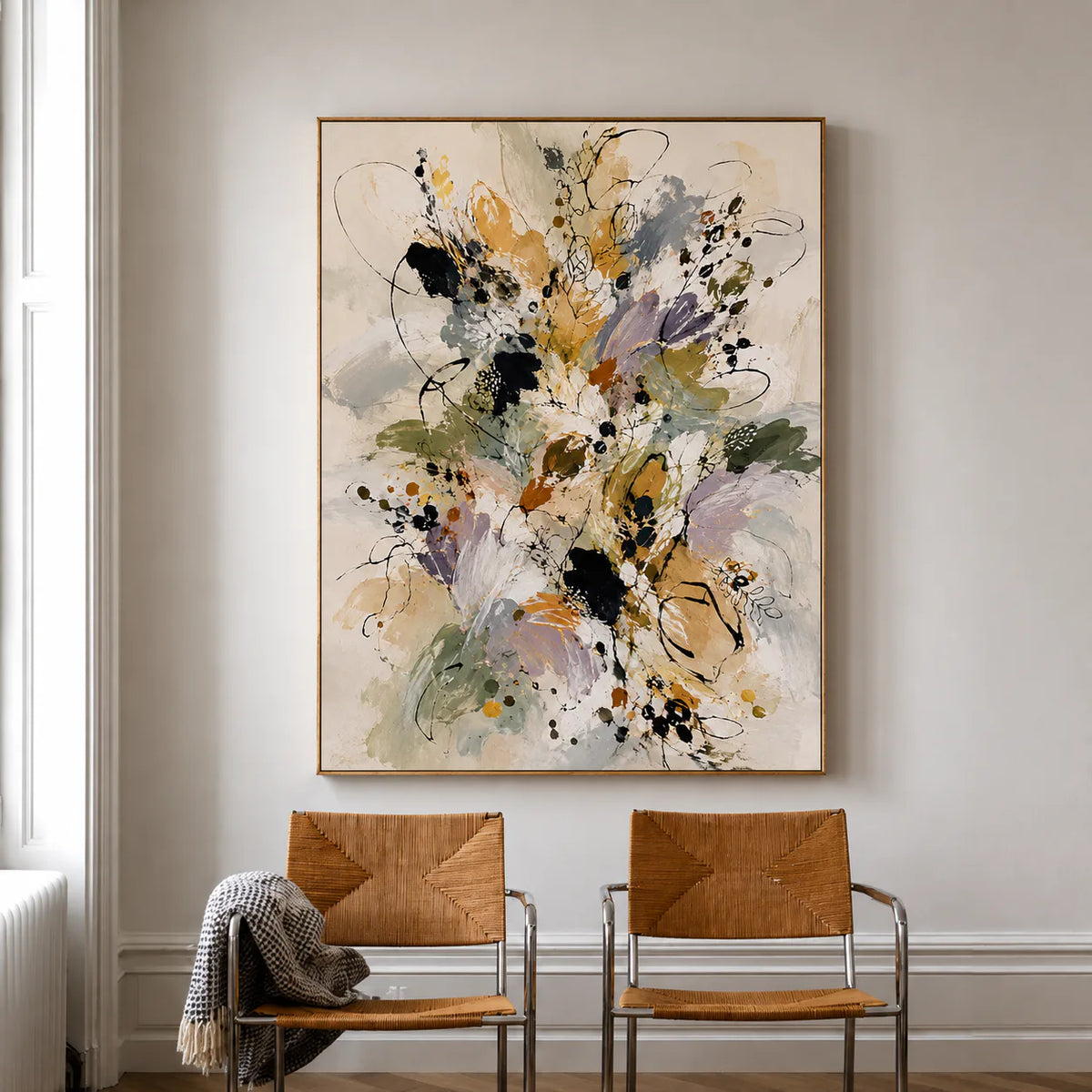 Meadow Bloom Abstract Floral Wall Art styled interior scene 1 | Olyrel