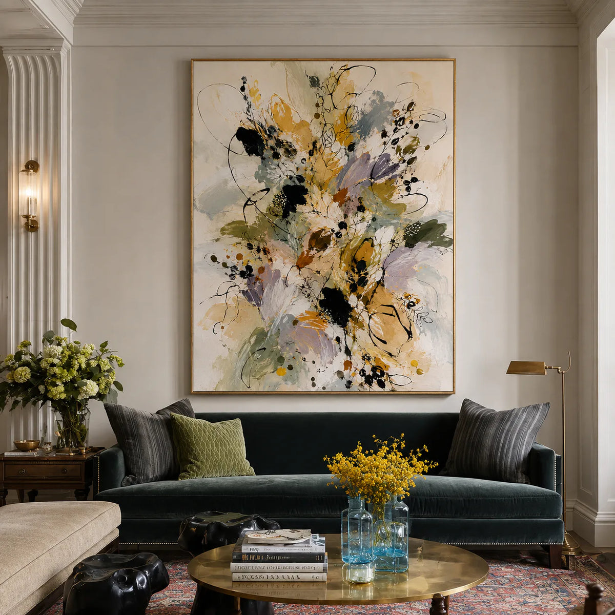 Meadow Bloom Abstract Floral Wall Art styled interior scene 3 | Olyrel