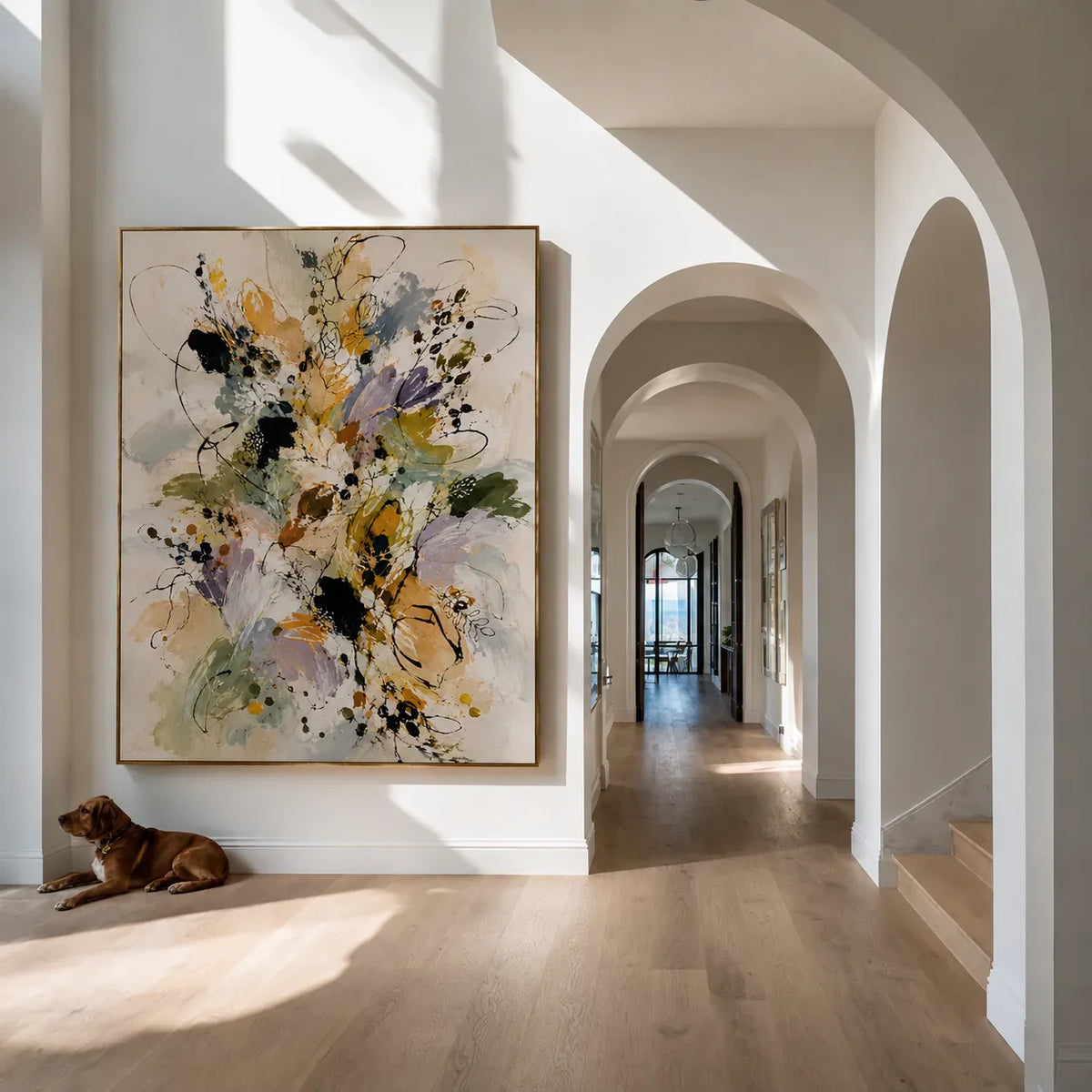 Meadow Bloom Abstract Floral Wall Art styled interior scene 5 | Olyrel