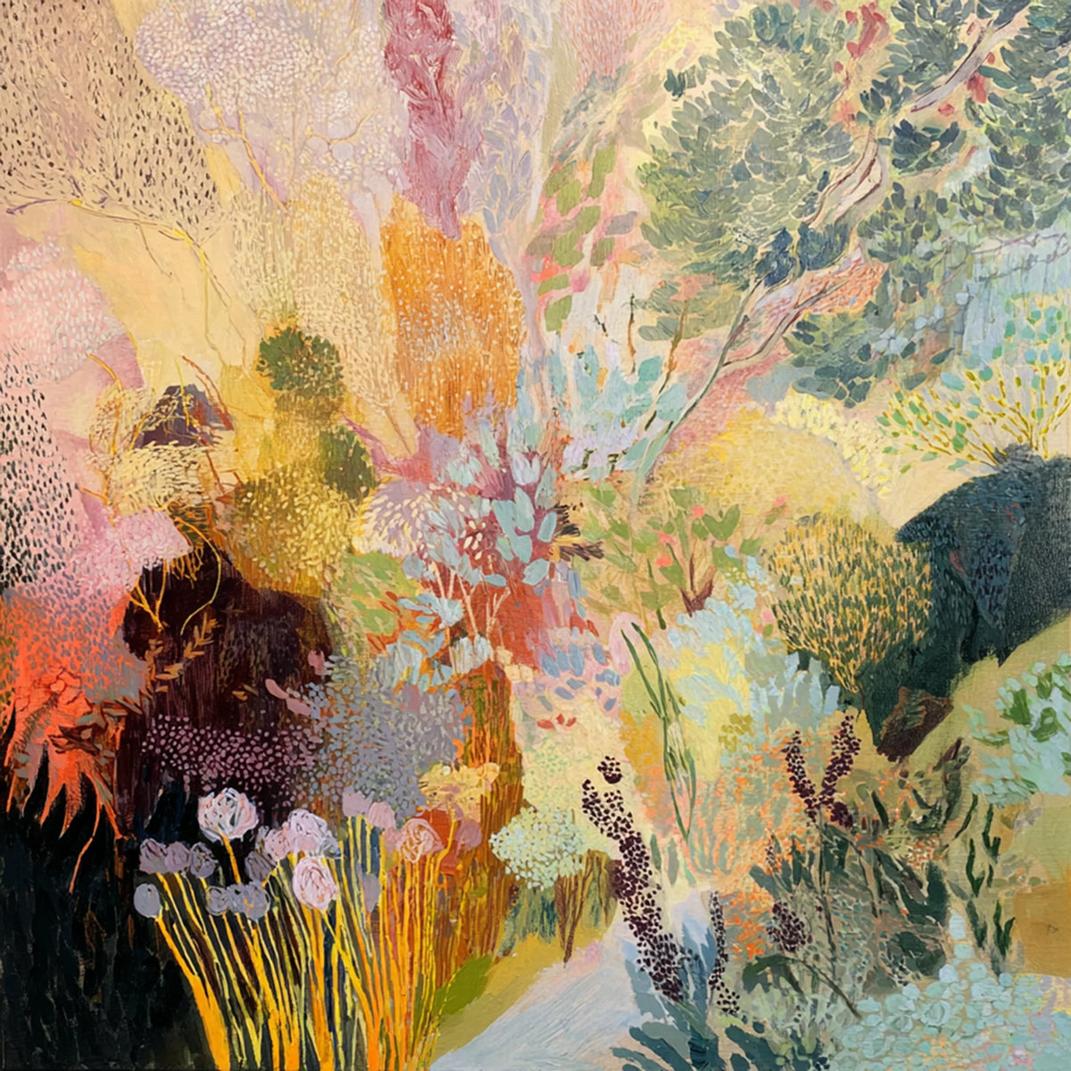 Enchanted Garden Colorful Abstract Wall Art artwork view | Olyrel