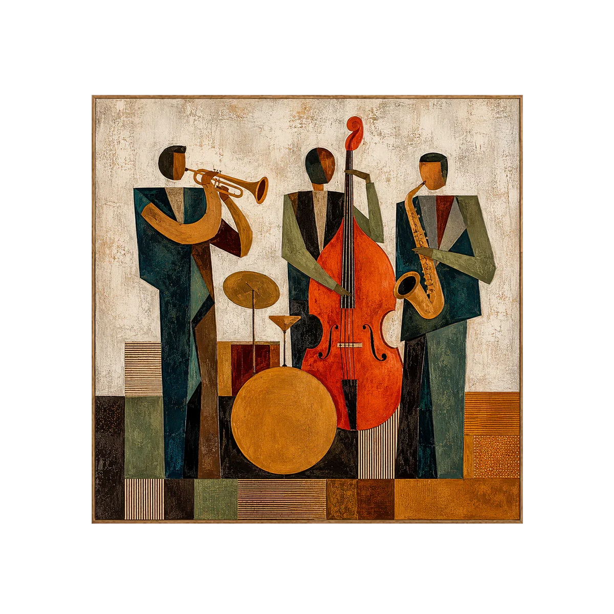 Modern Jazz Trio Cubist Wall Art | Olyrel