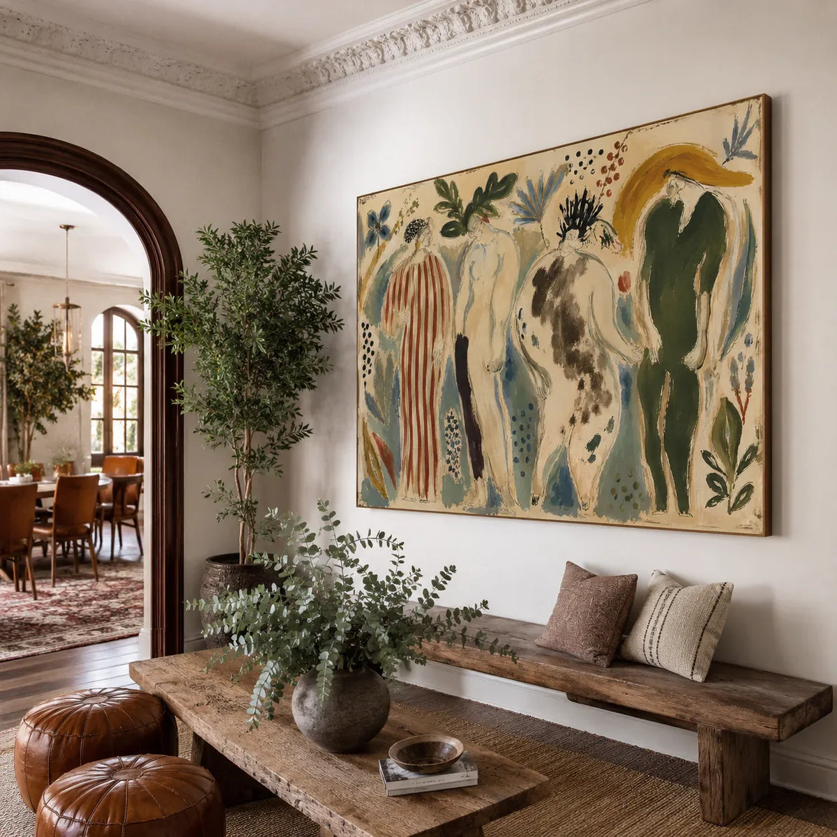 Garden Gathering Figurative Wall Art styled interior scene 5 | Olyrel