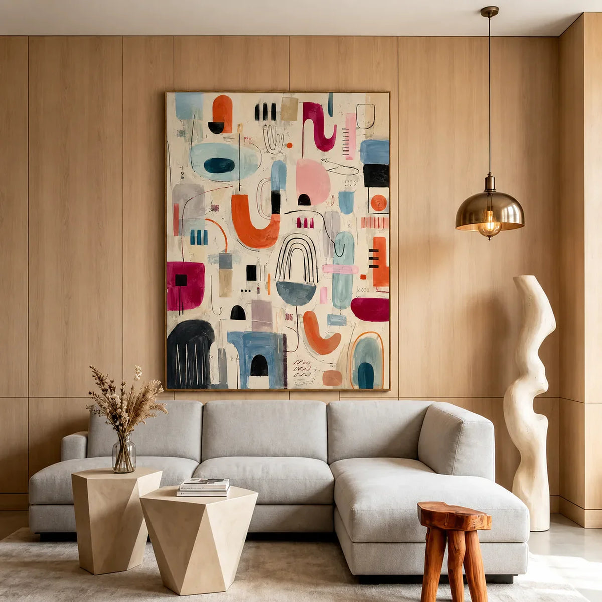 Playful Shapes Colorful Abstract Wall Art styled interior scene 5 | Olyrel
