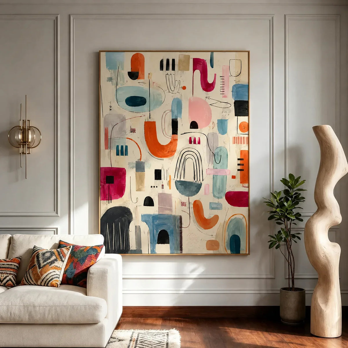 Playful Shapes Colorful Abstract Wall Art styled interior scene 6 | Olyrel