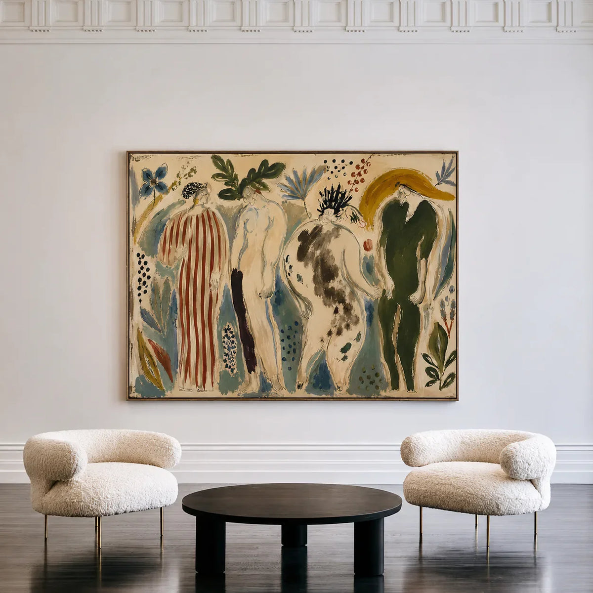 Garden Procession Figurative Wall Art styled interior scene 1 | Olyrel