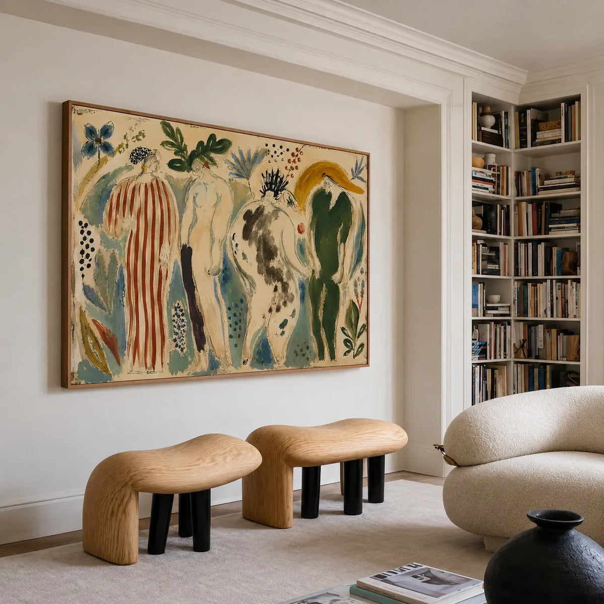 Garden Procession Figurative Wall Art styled interior scene 2 | Olyrel