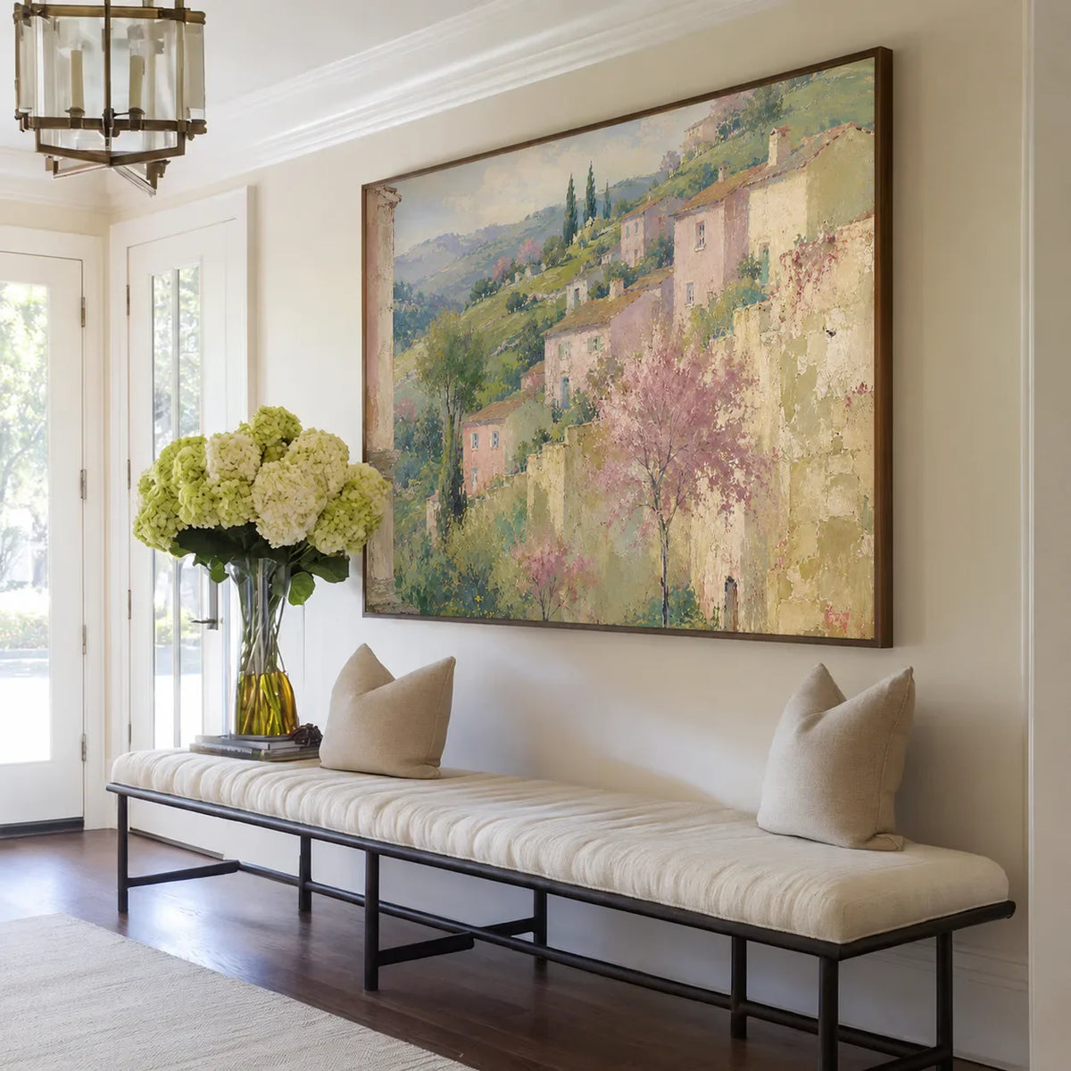 Tuscan Hillside Garden Landscape Wall Art styled interior scene 3 | Olyrel