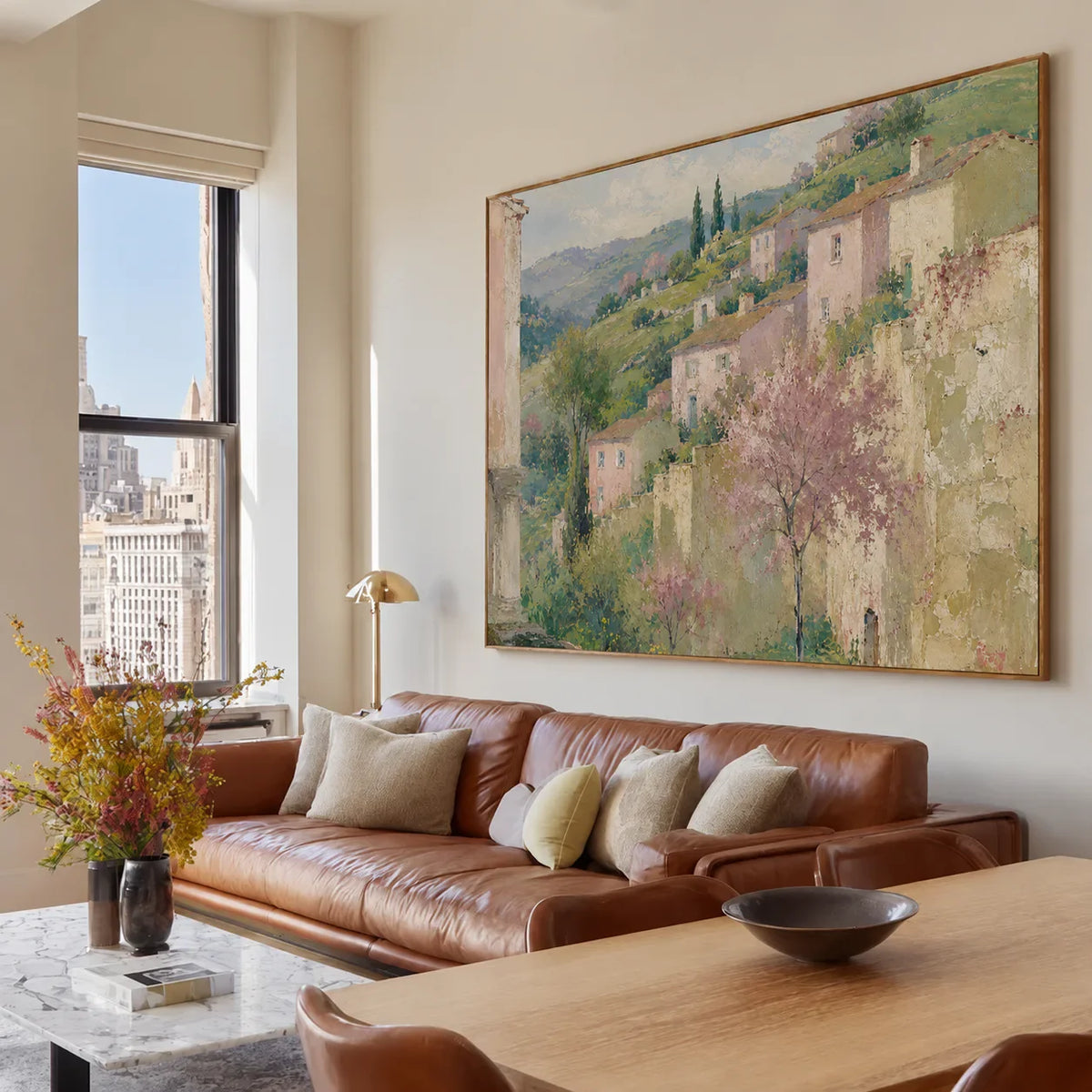 Tuscan Hillside Garden Landscape Wall Art styled interior scene 4 | Olyrel