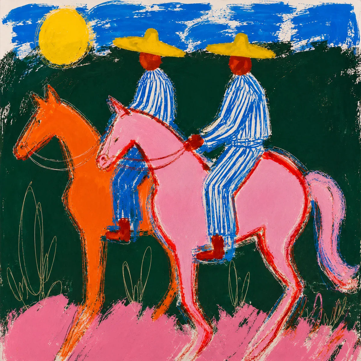 Sunlit Riders Colorful Western Wall Art artwork view | Olyrel