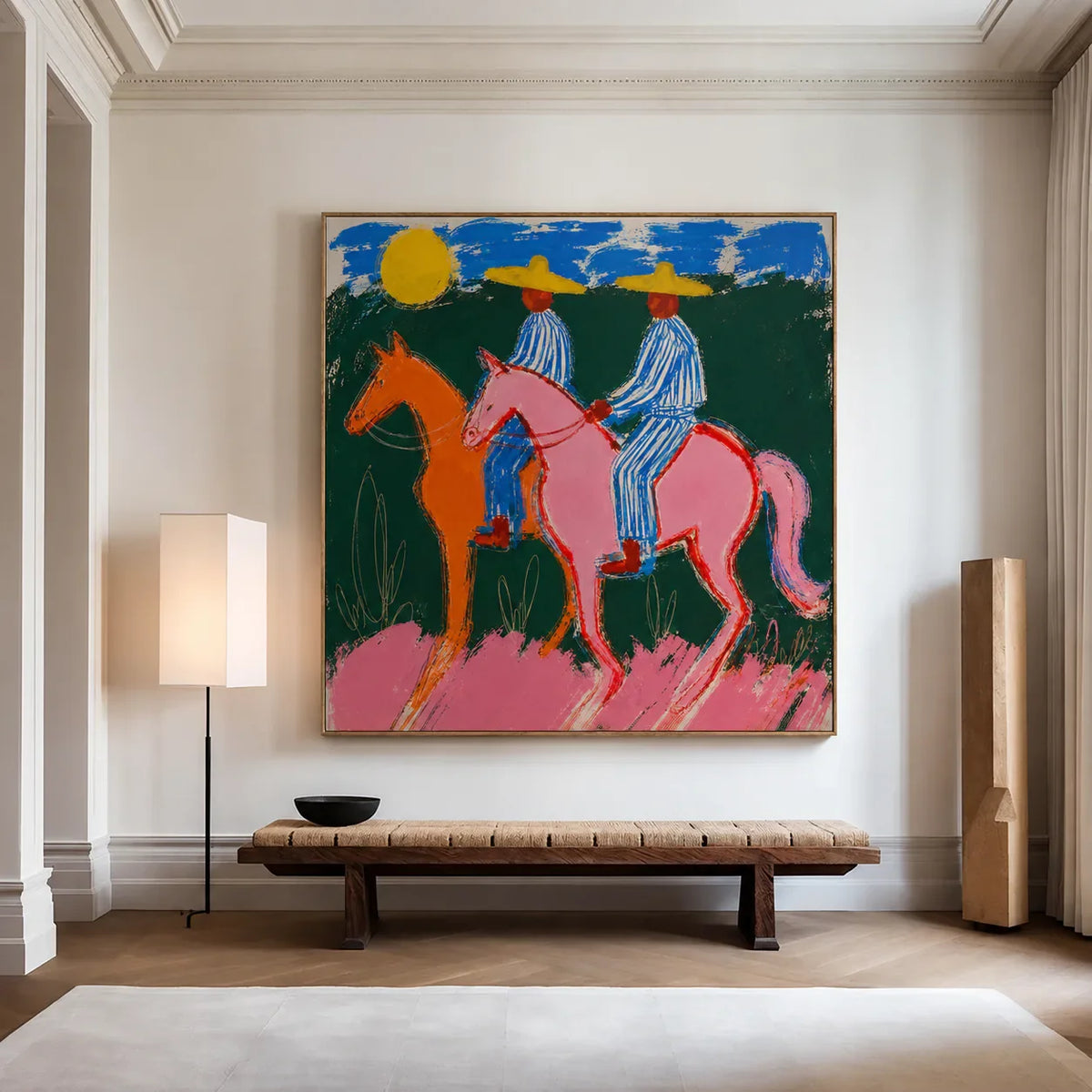Sunlit Riders Colorful Western Wall Art styled interior scene 4 | Olyrel