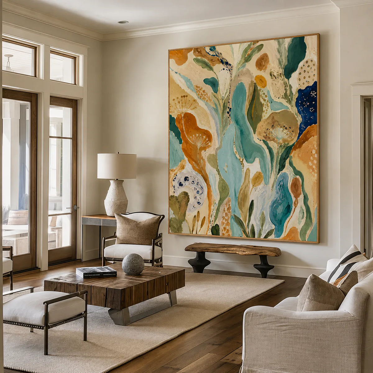 Amber Garden Botanical Abstract Wall Art styled interior scene 1 | Olyrel