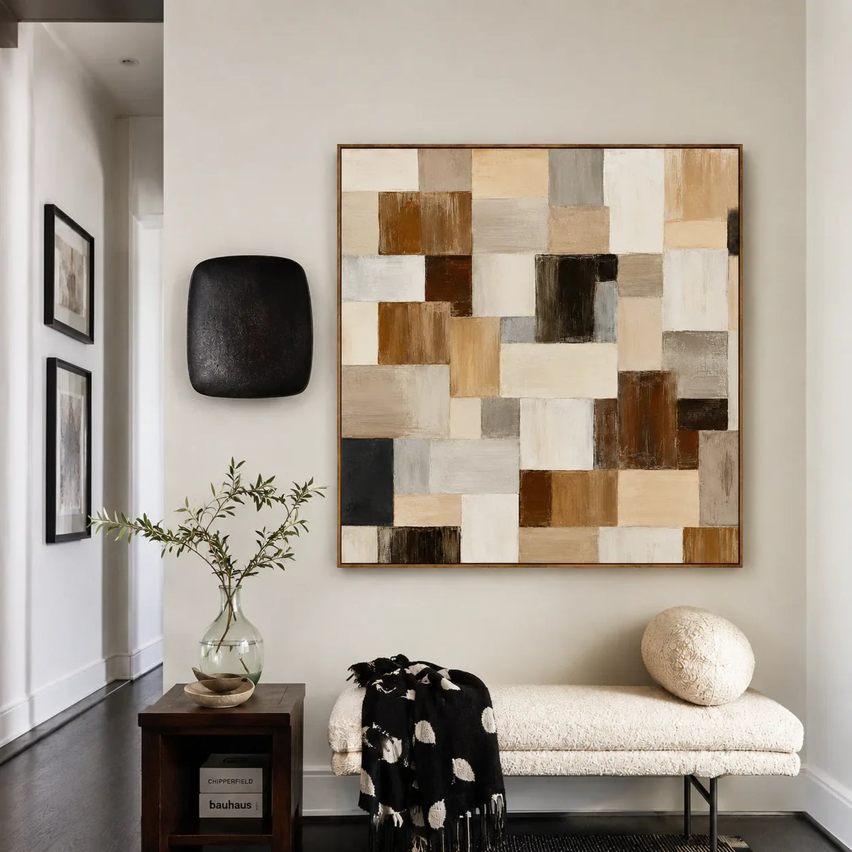Quiet Grid Neutral Geometric Wall Art styled interior scene 3 | Olyrel