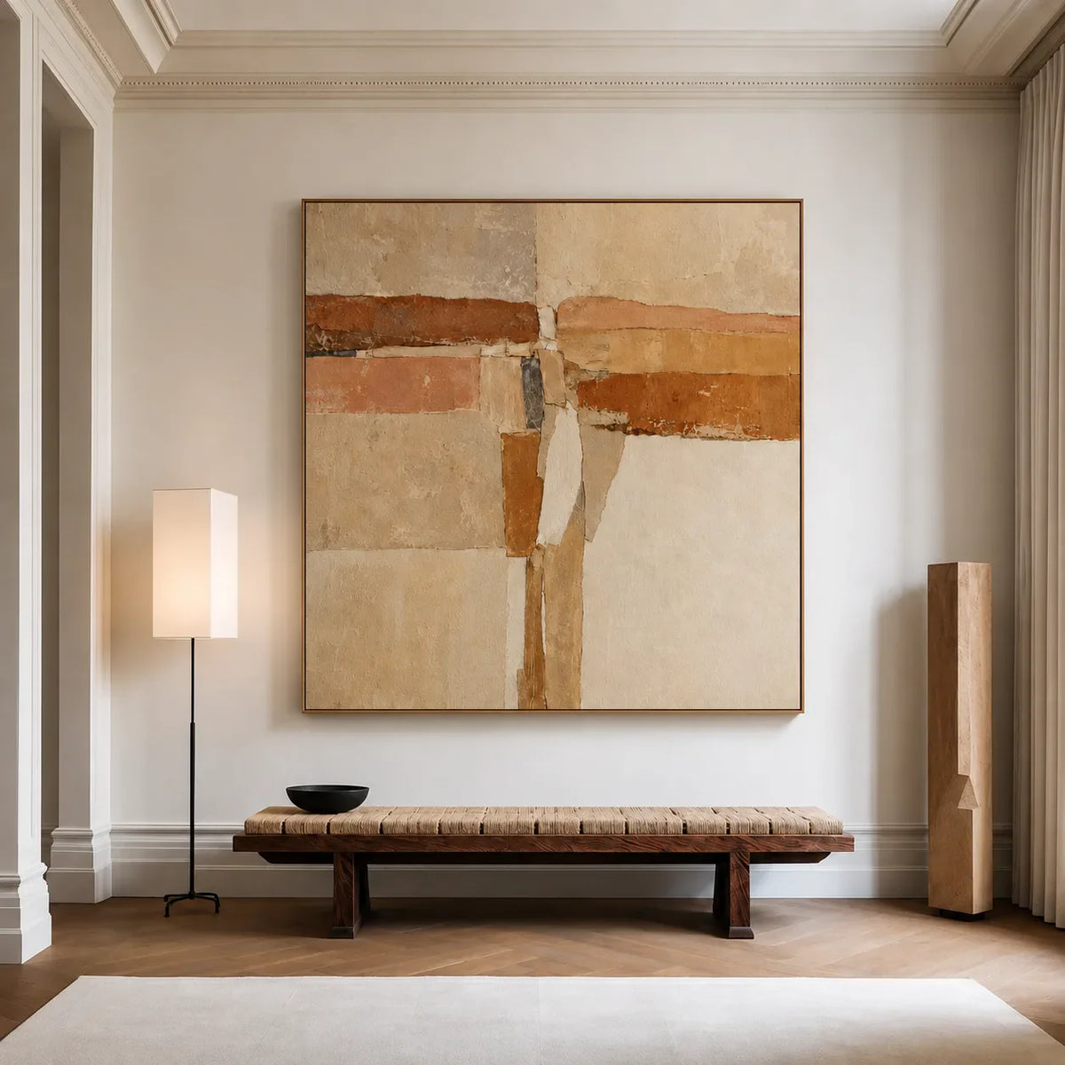 Terracotta Crossings Geometric Wall Art styled interior scene 1 | Olyrel