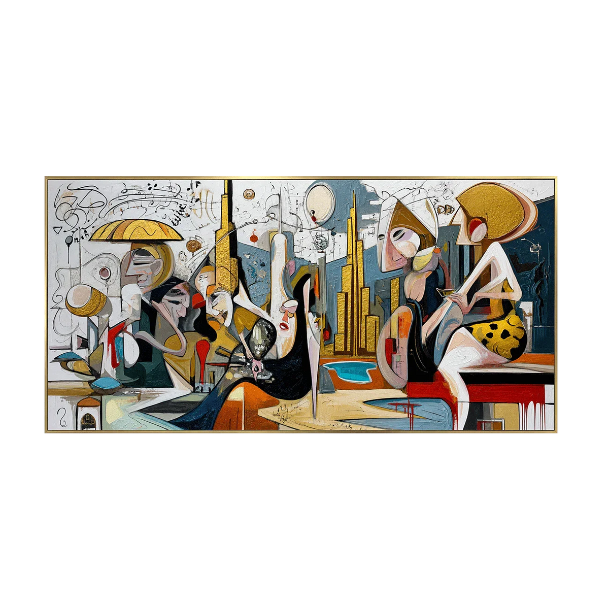 Lively Gathering Panoramic Wall Art | Olyrel