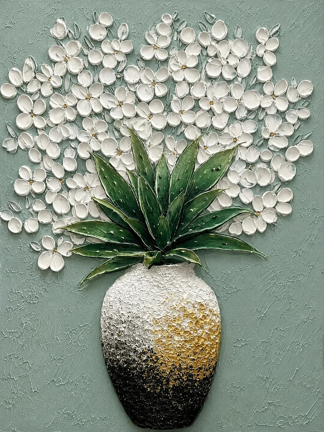 Sage Bloom Botanical Relief Wall Art artwork view | Olyrel