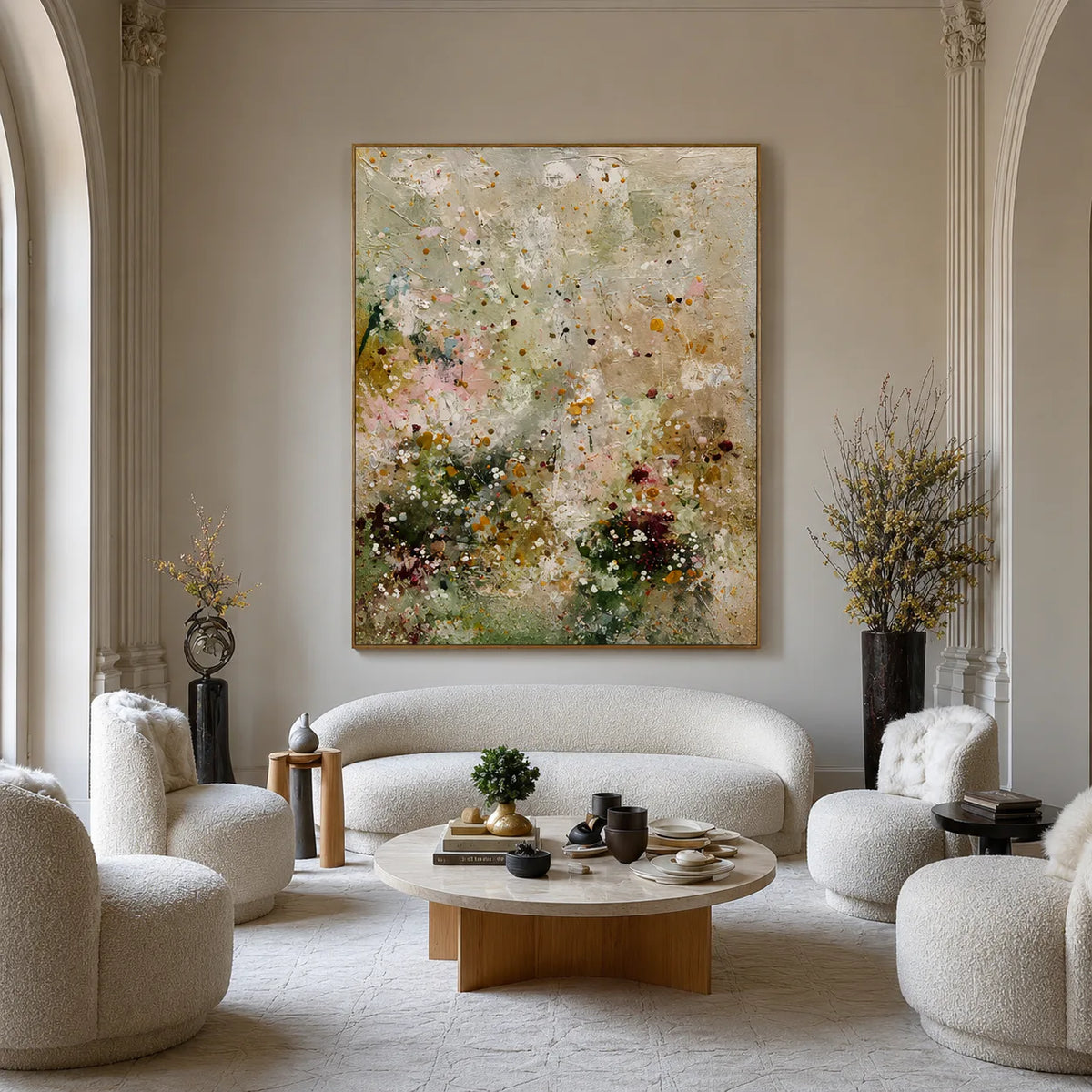 Whispering Meadow Pastel Abstract Wall Art styled interior scene 3 | Olyrel