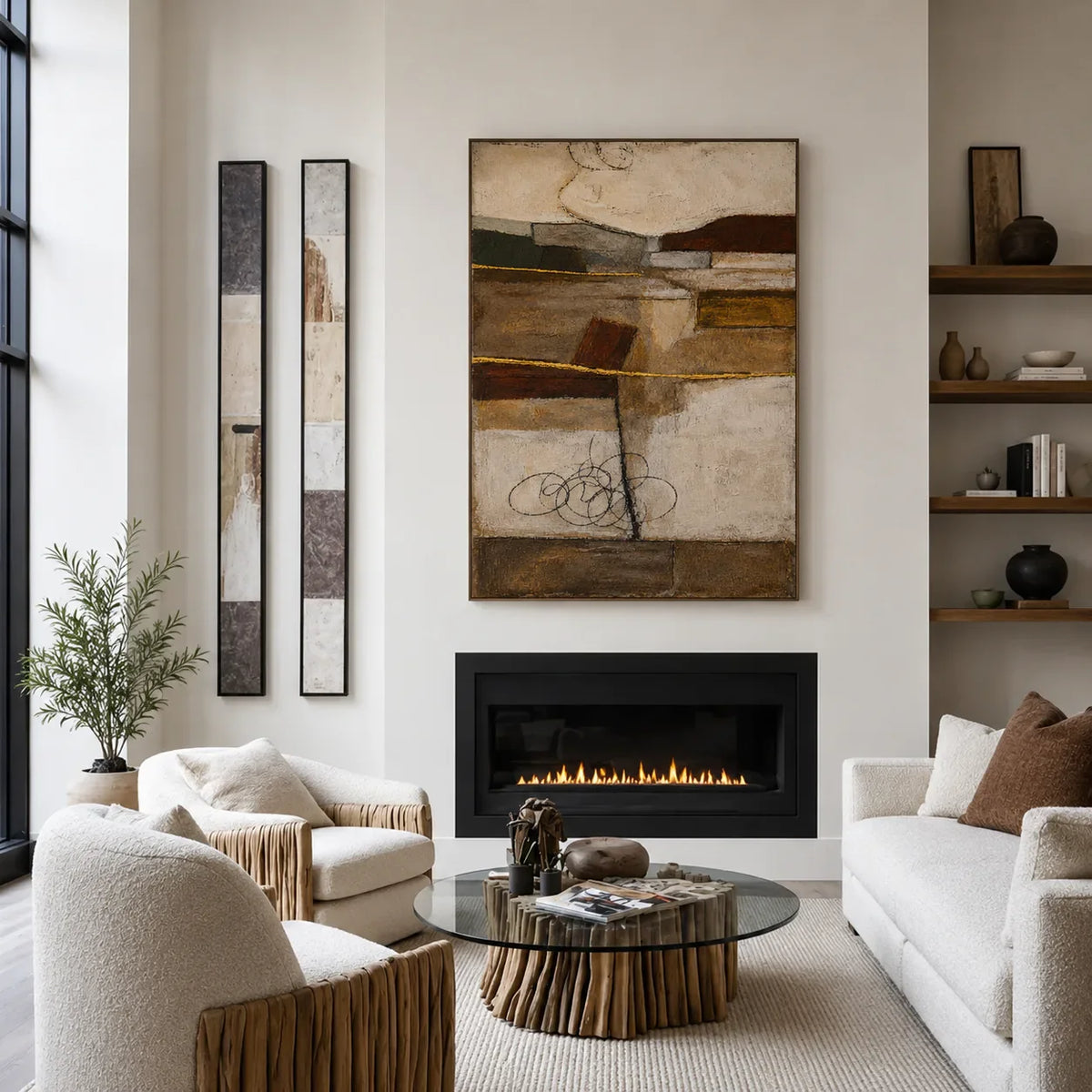 Earthbound Layers Neutral Geometric Wall Art styled interior scene 5 | Olyrel