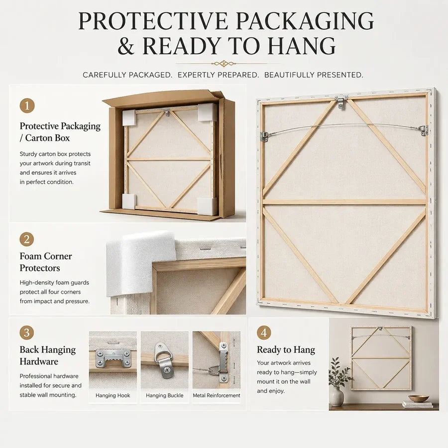 Sea Glass Horizon Textured Wall Art packaging and ready-to-hang detail | Olyrel