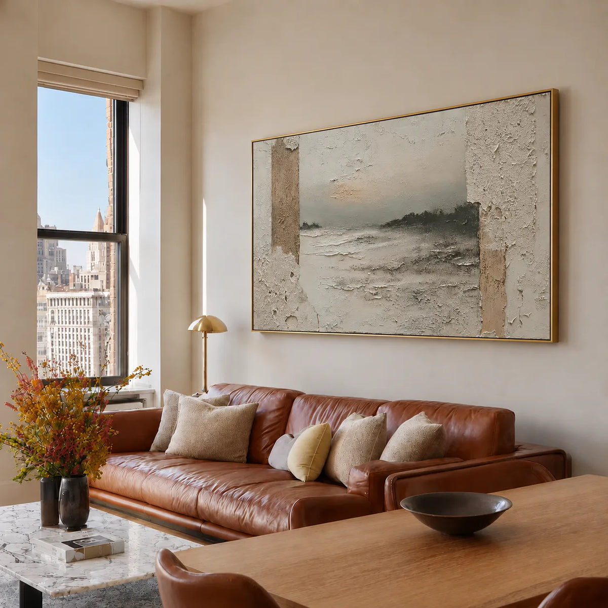 Quiet Passage Panoramic Coastal Wall Art styled interior scene 4 | Olyrel