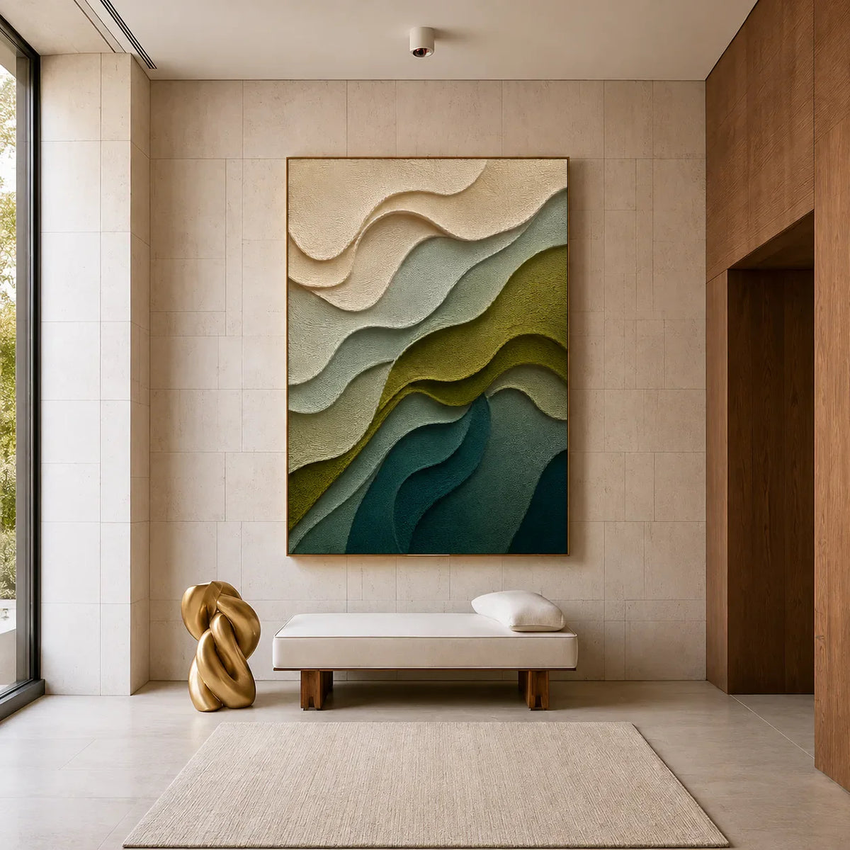 Verdant Contours Layered Relief Wall Art styled interior scene 5 | Olyrel
