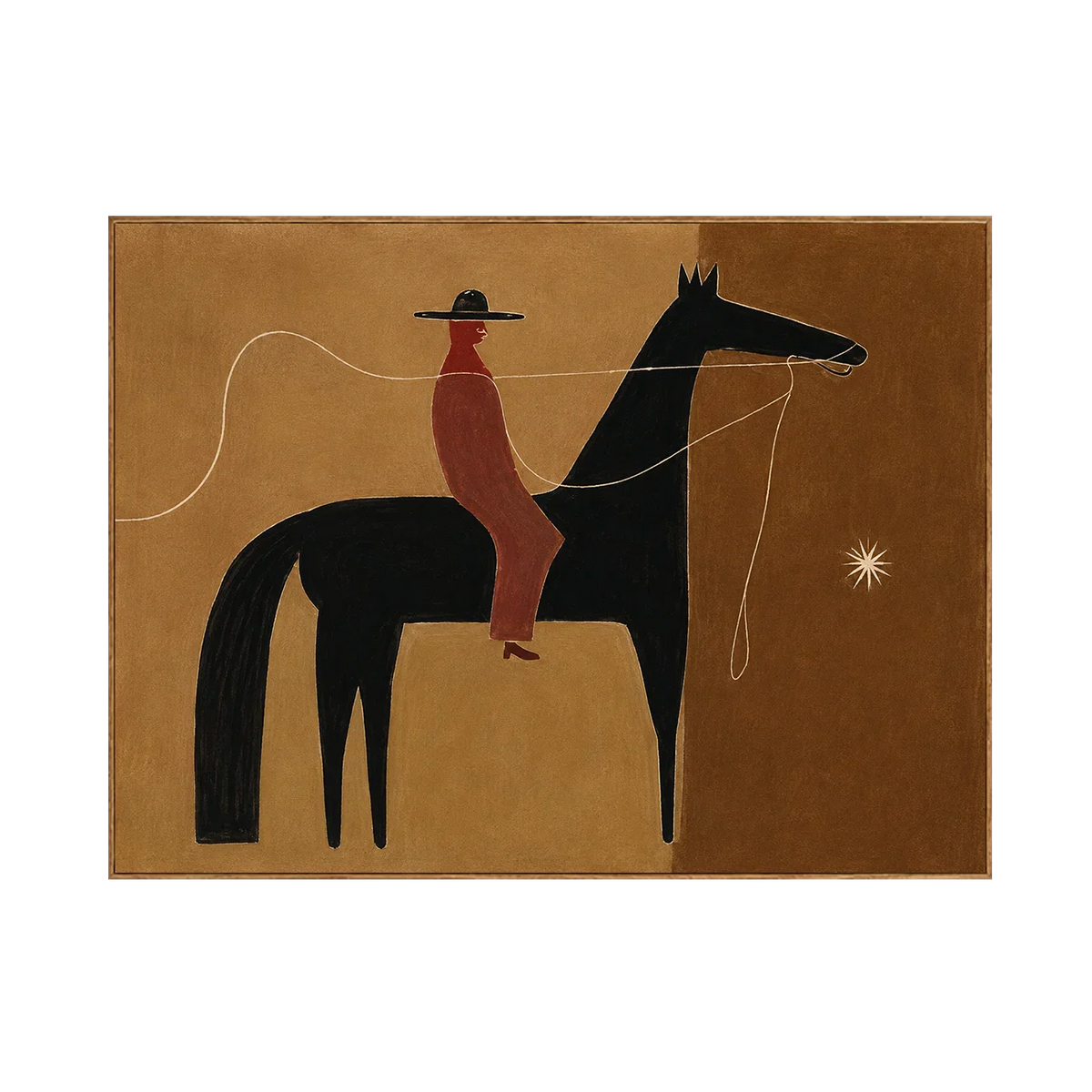 Ochre Trail Rider Folk Wall Art | Olyrel
