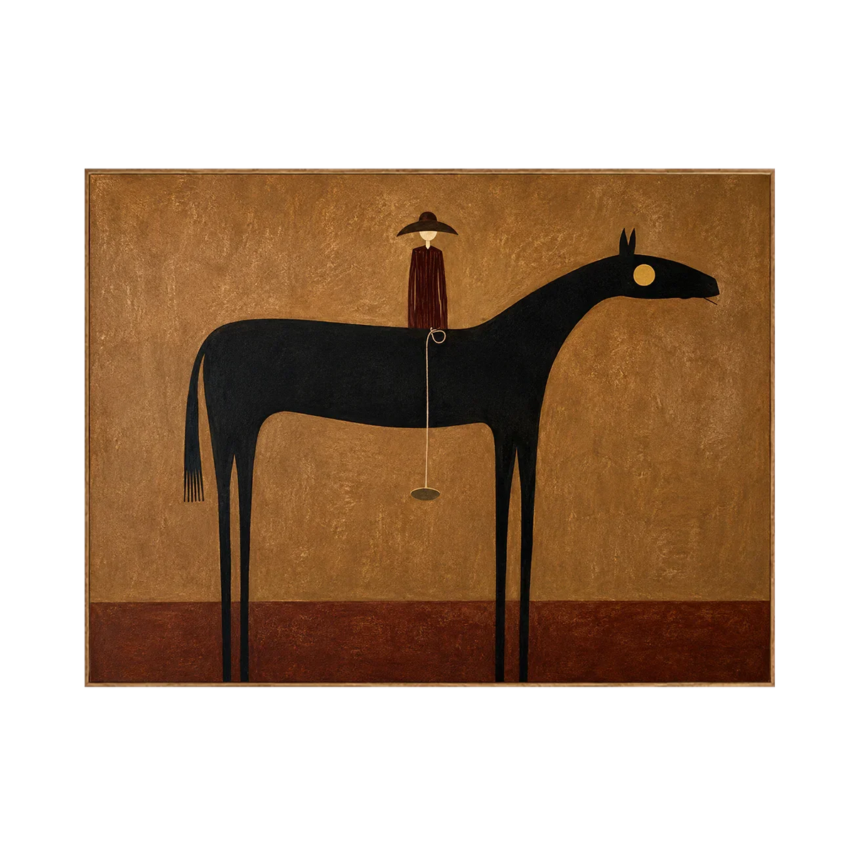 Still Horizon Black Horse Folk Wall Art | Olyrel