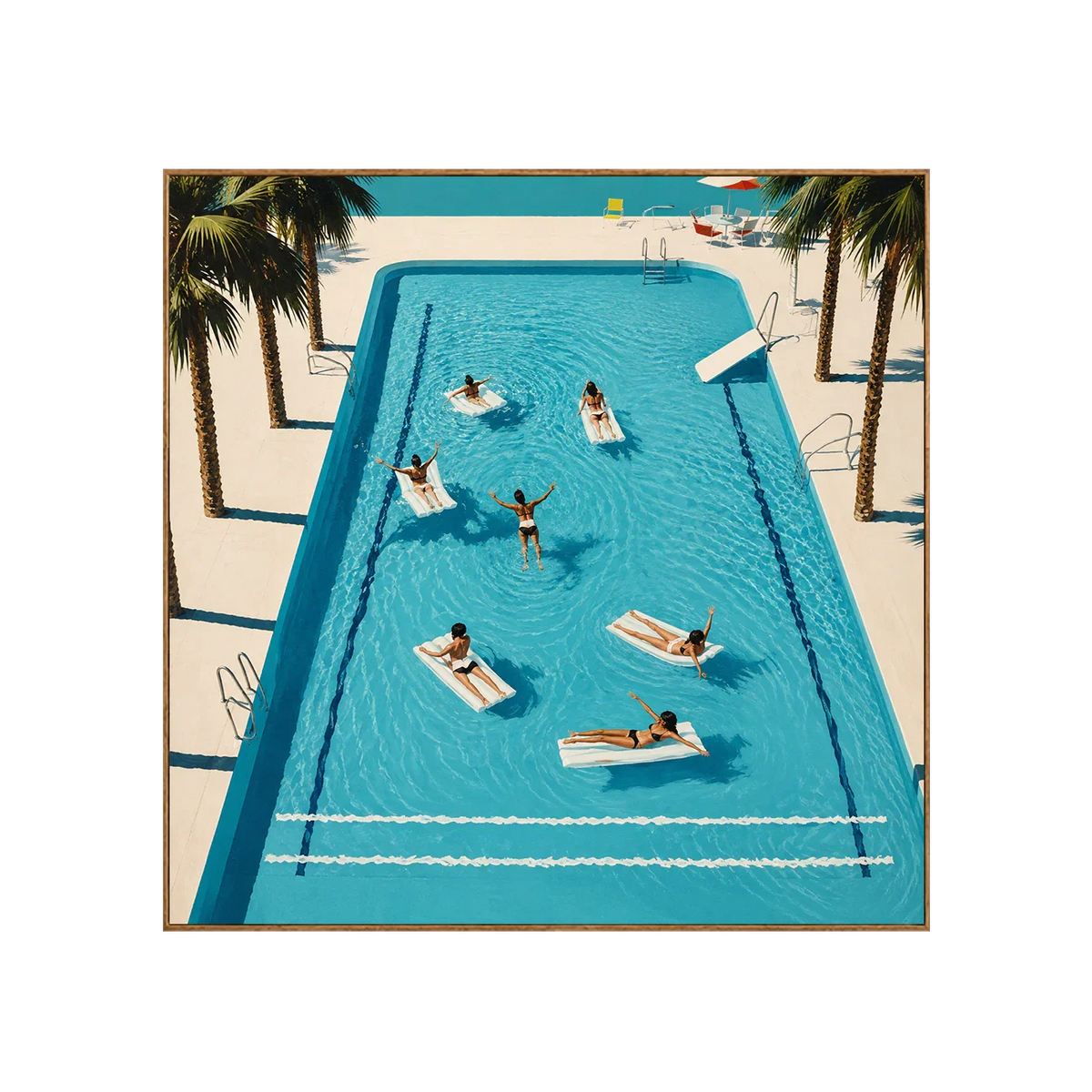 Poolside Leisure Aerial Wall Art | Olyrel