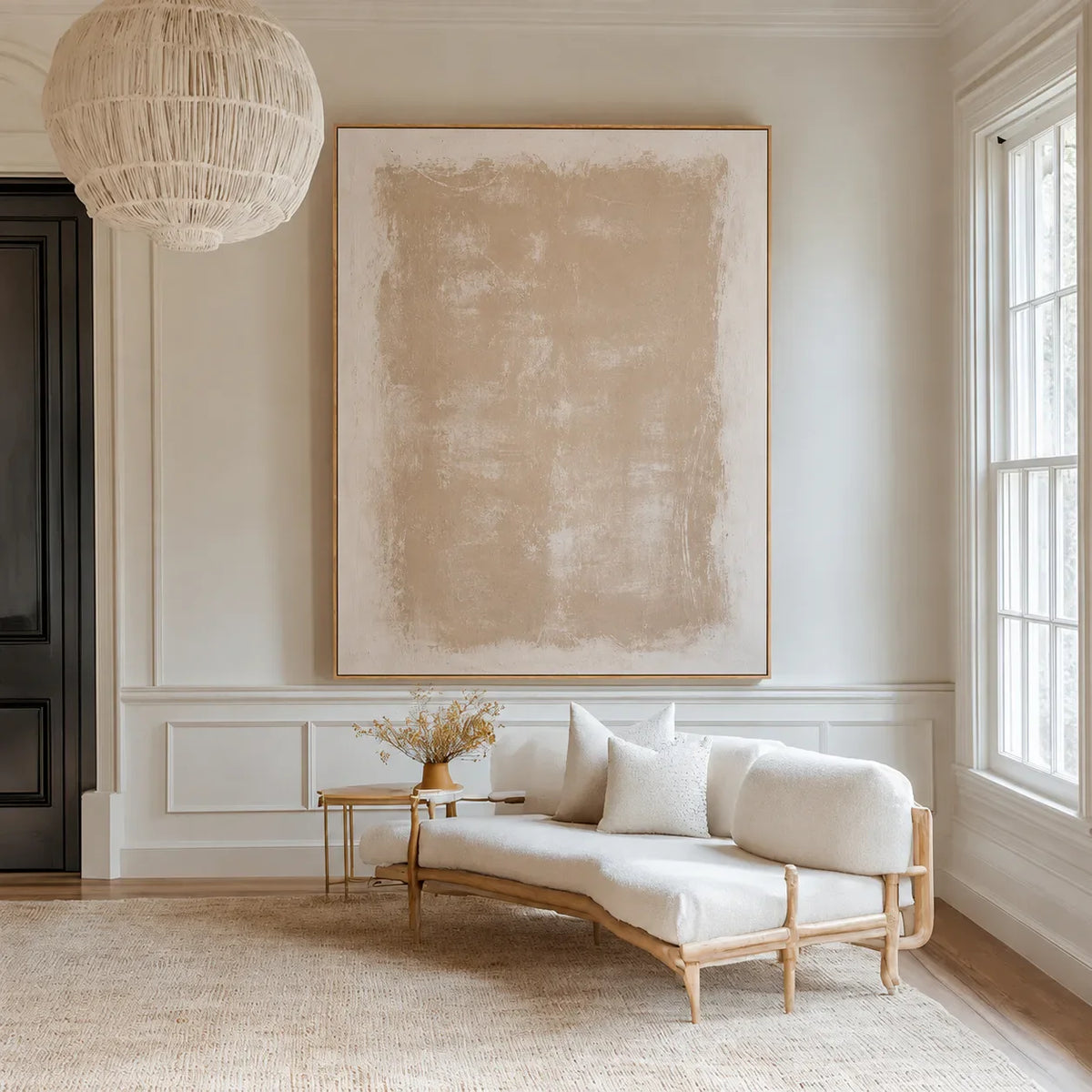 Soft Field Beige Minimalist Wall Art styled interior scene 3 | Olyrel