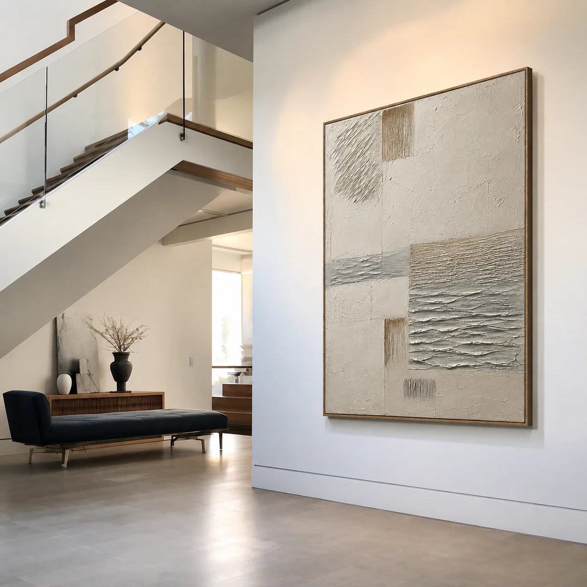 Quiet Weave Neutral Textured Wall Art styled interior scene 4 | Olyrel