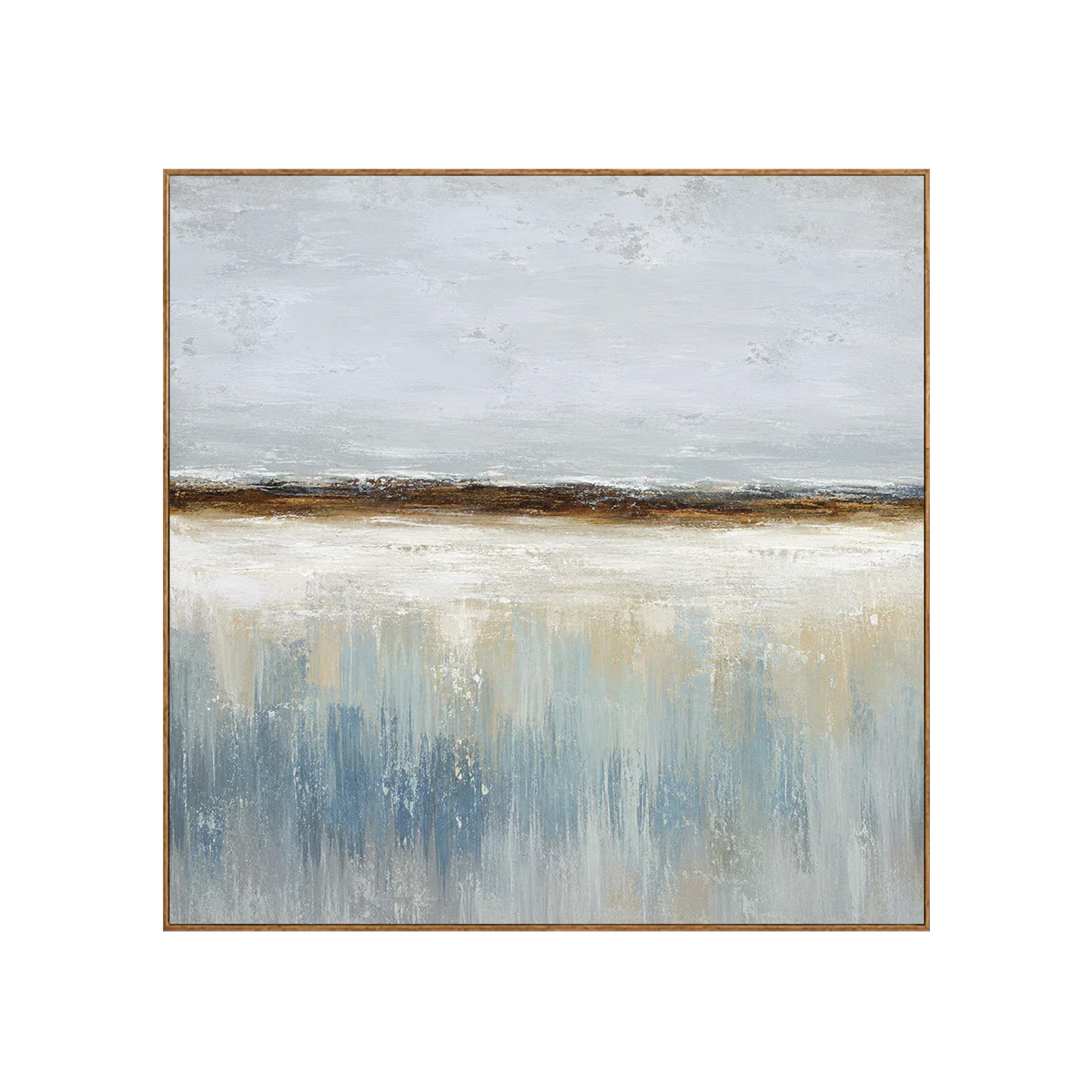 Misty Shoreline Blue Abstract Wall Art | Olyrel