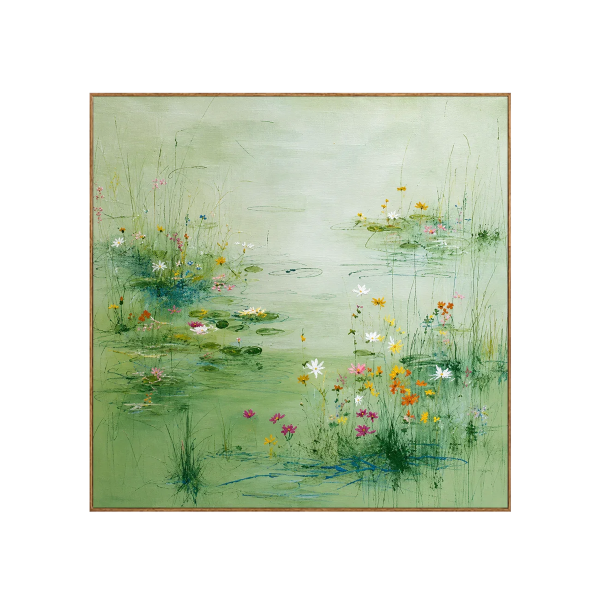 Spring Meadow Green Floral Wall Art | Olyrel