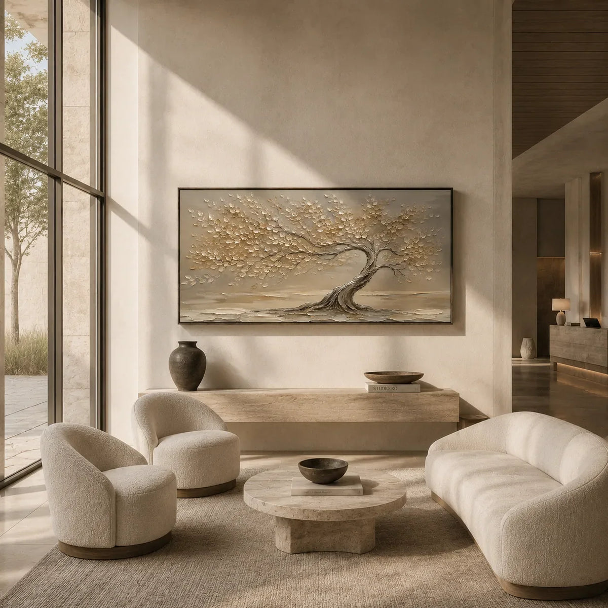 Windlit Tree Botanical Wall Art shown in a quiet home office | Olyrel