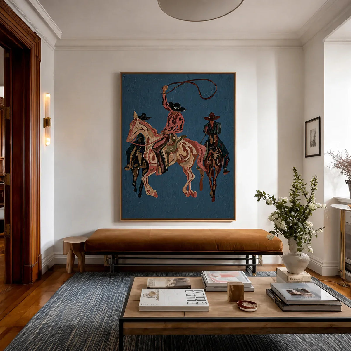 Blue Rodeo Riders Wall Art styled interior scene 1 | Olyrel