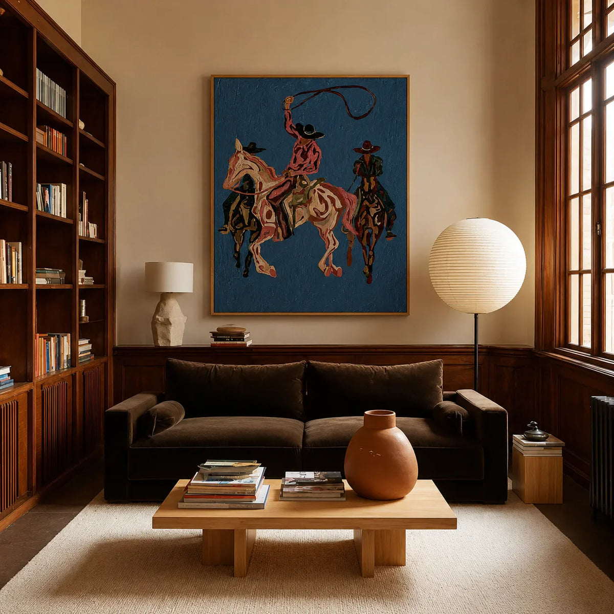 Blue Rodeo Riders Wall Art styled interior scene 4 | Olyrel