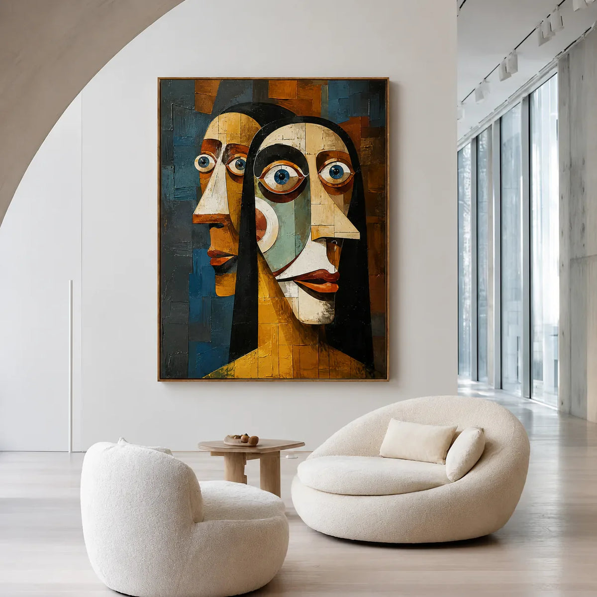 Three Faces Cubist Wall Art styled interior scene 4 | Olyrel