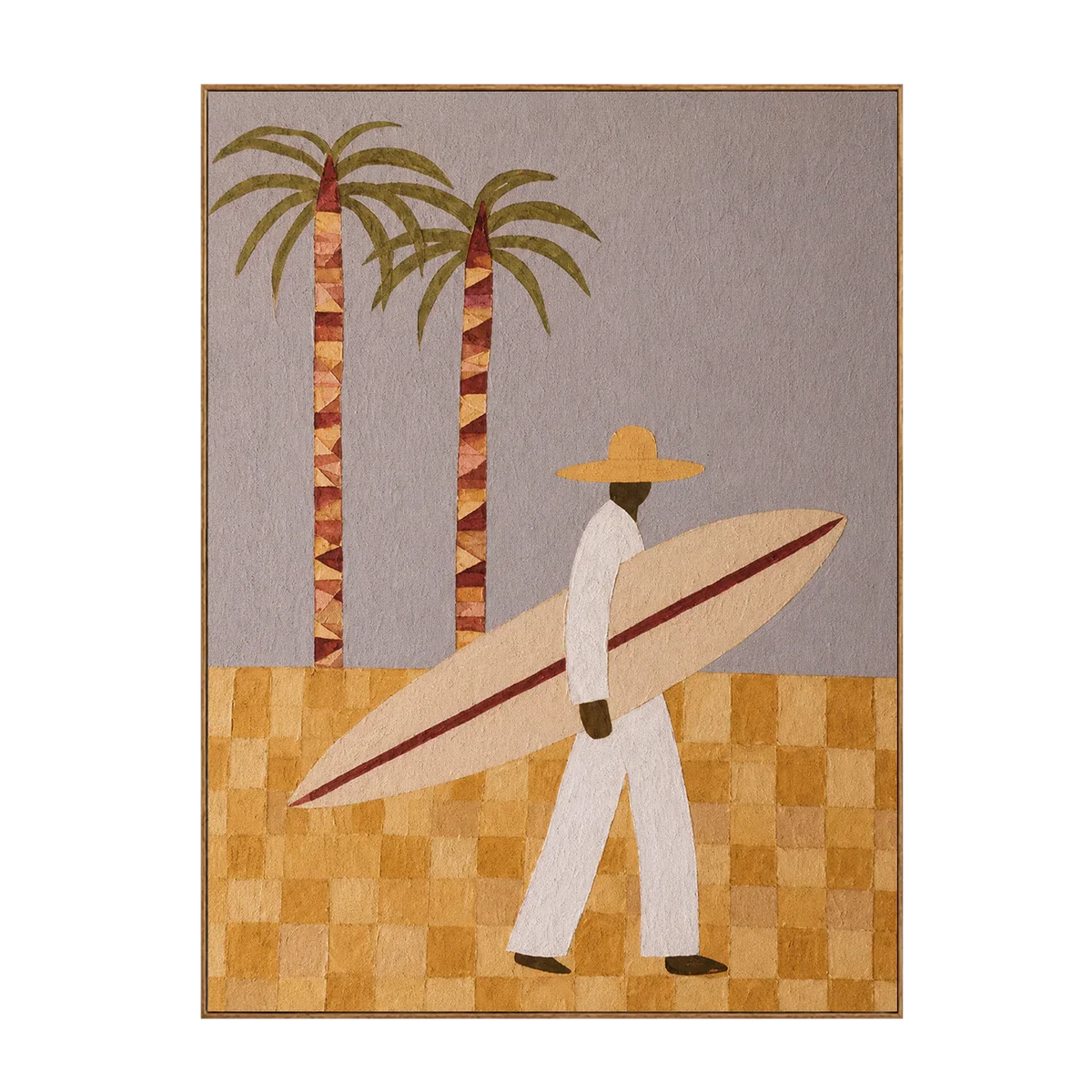 Palm Walk Surfer Wall Art | Olyrel