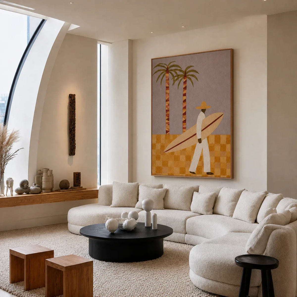 Palm Walk Surfer Wall Art styled interior scene 5 | Olyrel