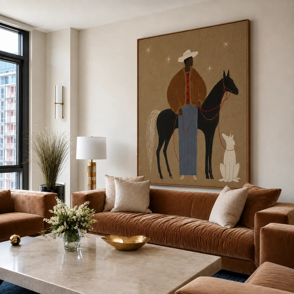 Desert Rider and Hound Wall Art styled interior scene 4 | Olyrel