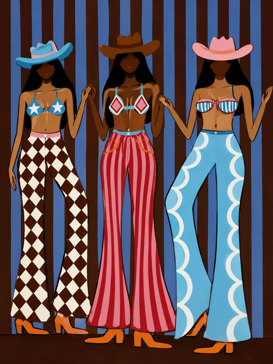 Three Cowgirls Western Wall Art artwork view | Olyrel