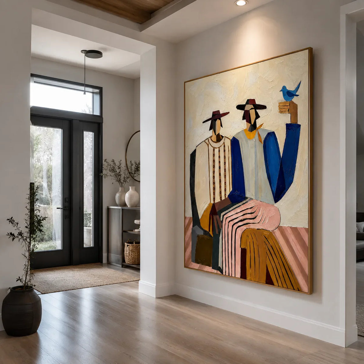 Gathered Figures Modern Wall Art styled interior scene 2 | Olyrel
