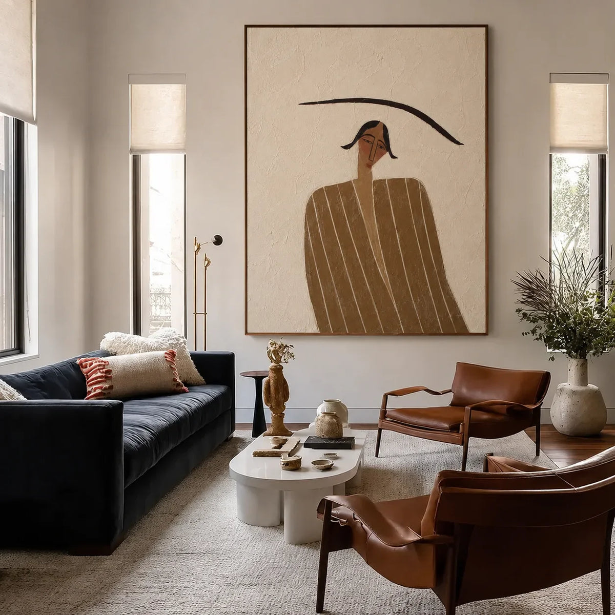 Quiet Striped Figure Wall Art styled interior scene 1 | Olyrel