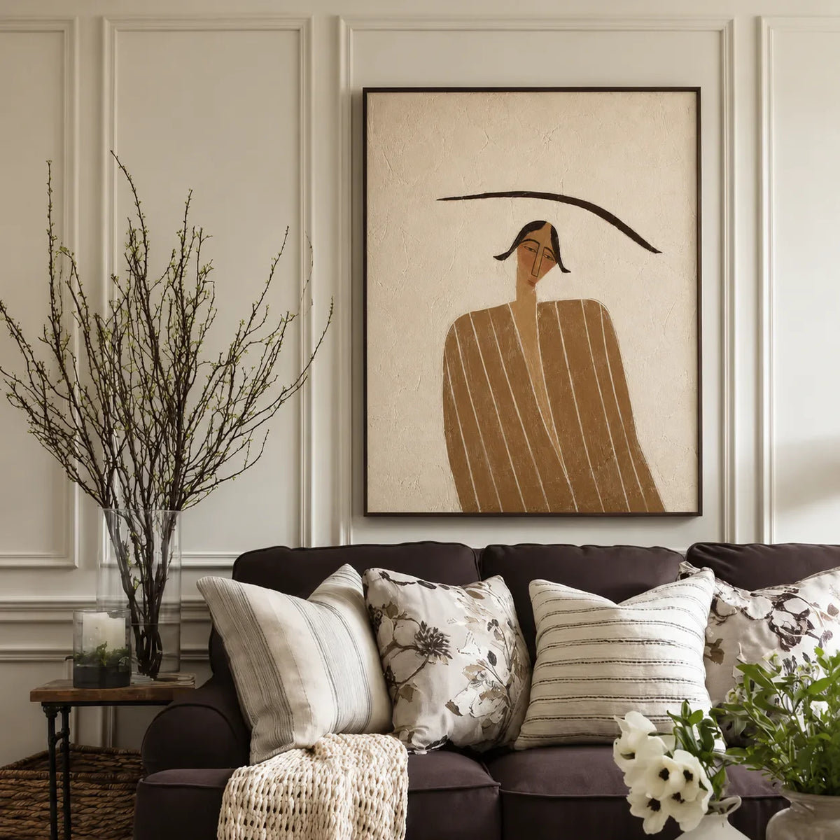 Quiet Striped Figure Wall Art styled interior scene 3 | Olyrel