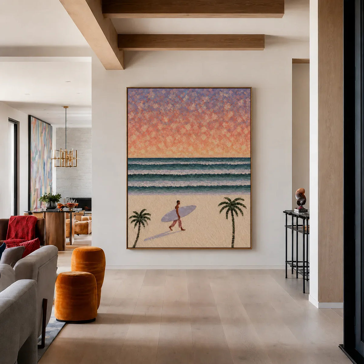 Pastel Surf Horizon Wall Art styled interior scene 4 | Olyrel