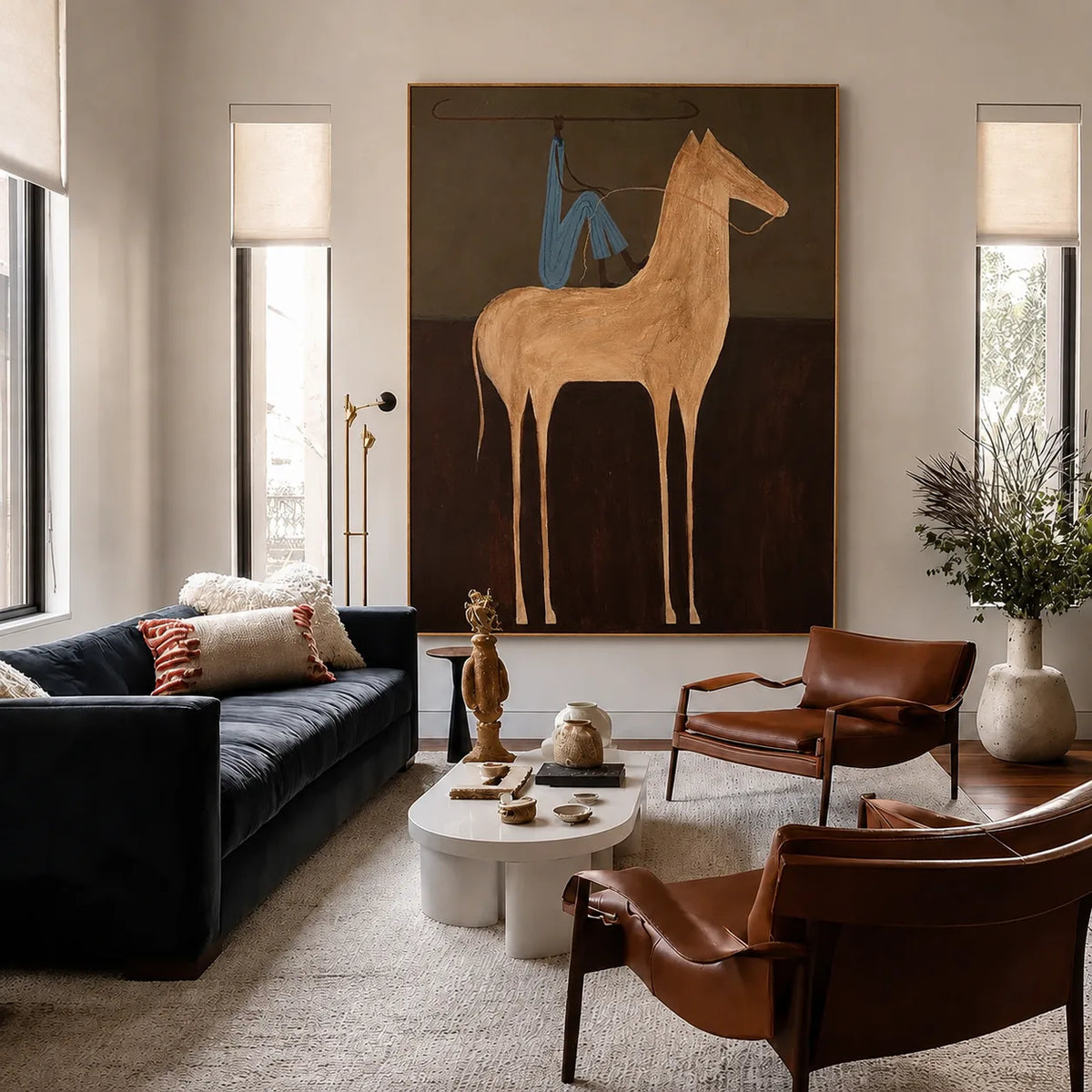 Horse and Rider Minimal Wall Art styled interior scene 1 | Olyrel