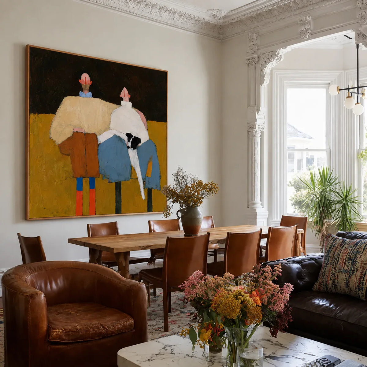 Two Friends Color Block Wall Art styled interior scene 1 | Olyrel