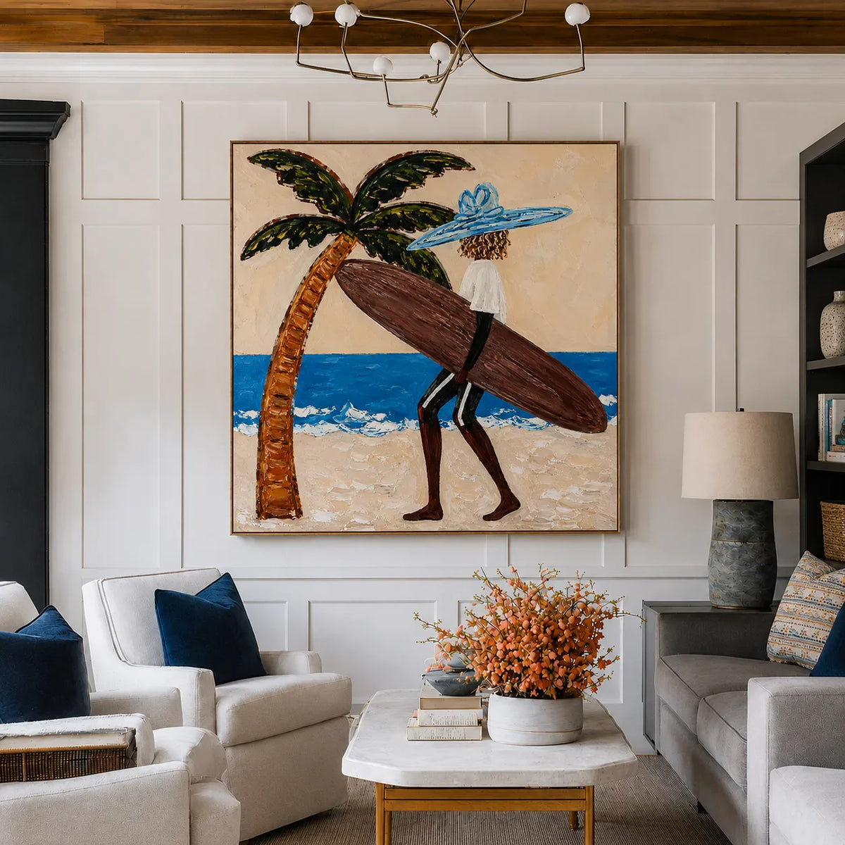 Blue Hat Surfer Wall Art styled interior scene 3 | Olyrel