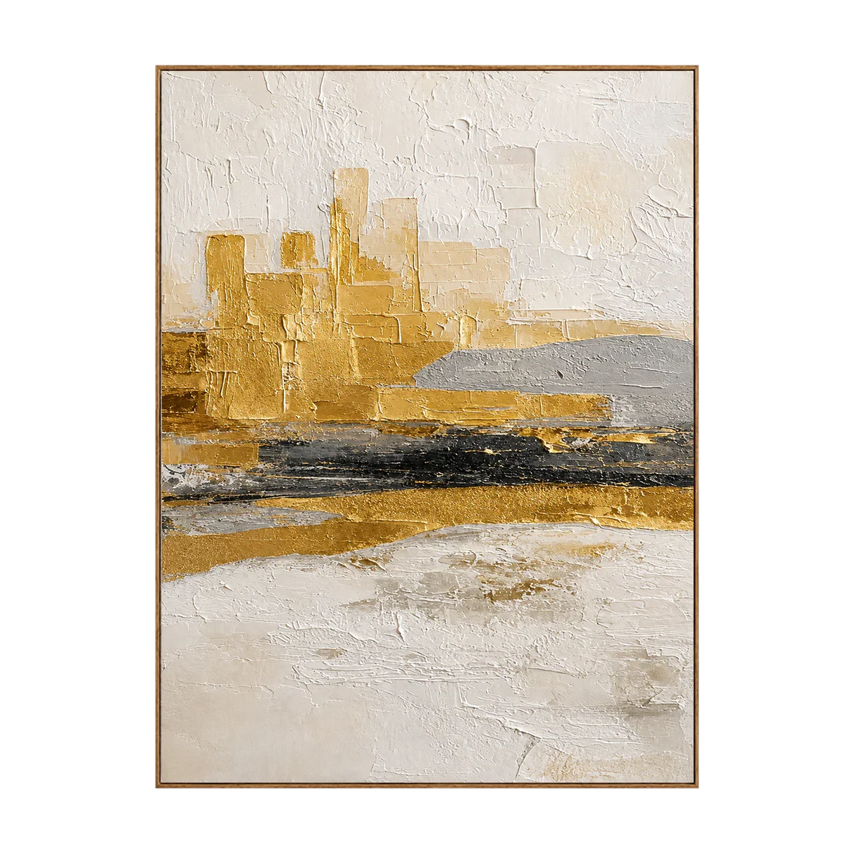 Ochre Skyline Textured Abstract Wall Art | Olyrel