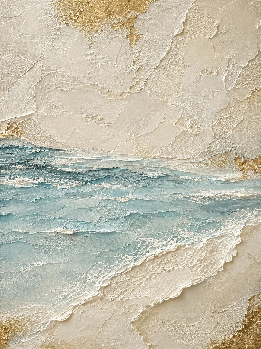 Aqua Tide and Golden Sand Textured Wall Art artwork view | Olyrel