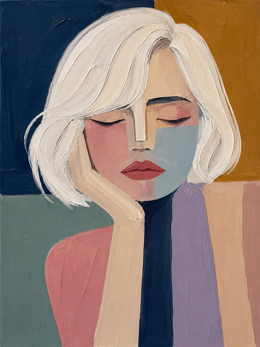 Original artwork view of Blonde Reverie Portrait Wall Art | Olyrel