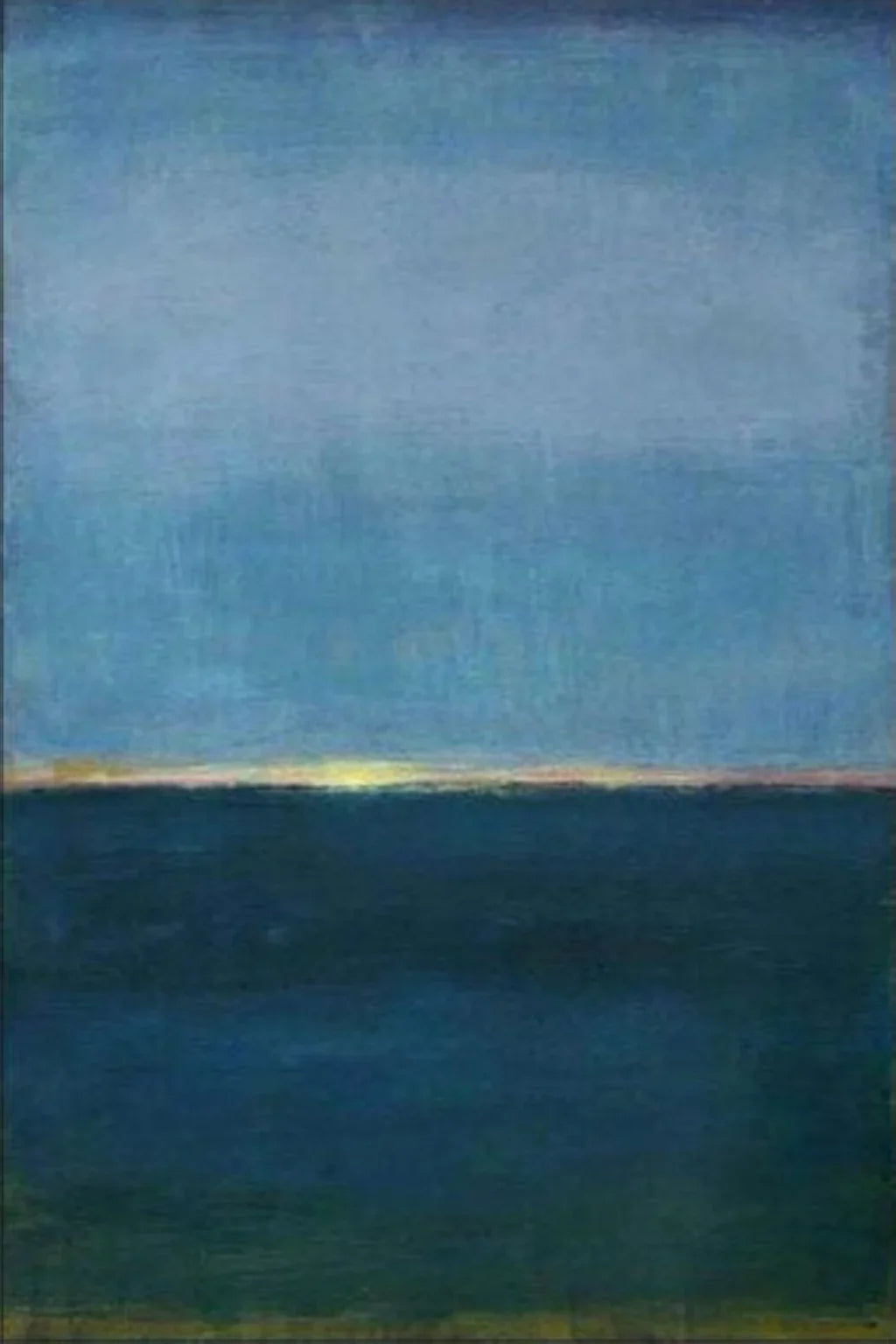 Blue Stillness with a Golden Horizon Wall Art artwork view | Olyrel